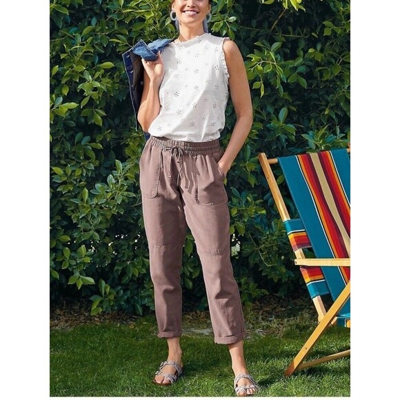 Maurices Weekender Dusty Blush Purple Crop Lyocell Ankle Pants Joggers Size 8 - Picture 2 of 12